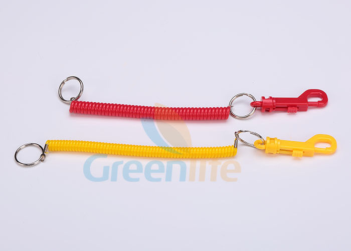 Materiał EVA Czerwony żółty cewka Brelok z klipsem, Sprężyste sprężyste łańcuchy kluczykowe