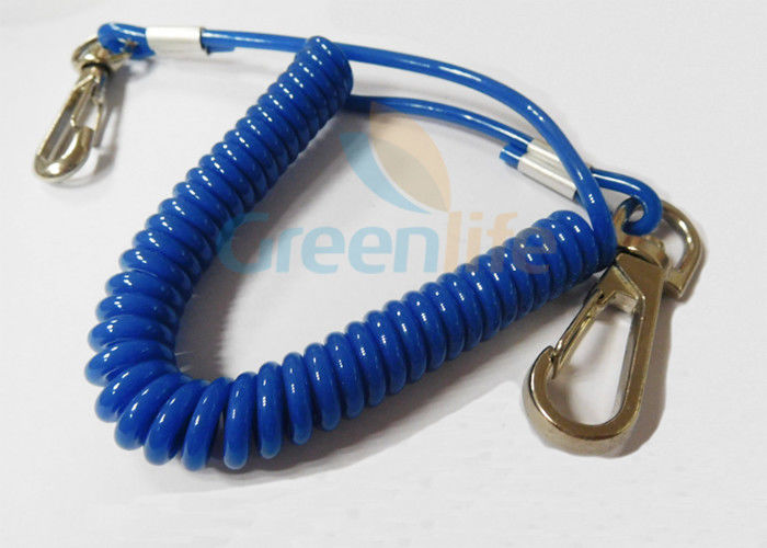 Bungee Coiled Langer Cord Cord Tether Blue Covered Stop Falling With Snap To Snap Design