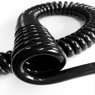 Solid Black TPU Coating Security Spiral Cable Custom Long 1 / 1.2 / 1.5 / 3 / 5M