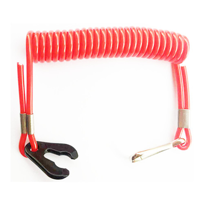 Rozciągający się poliuretanowy elastyczny zwoj lanyard czerwony rozciągnięty sznurek