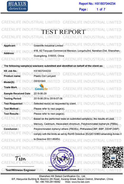 Chiny Greenlife  Industrial  Limited Certyfikaty